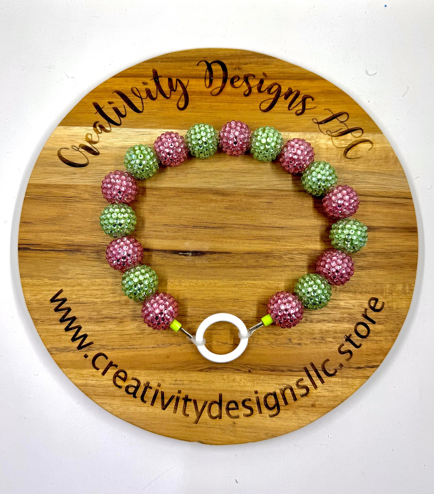 Pink &Green Dog Collar 17”