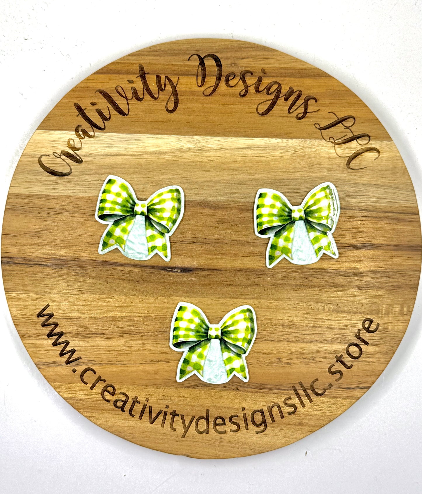 Green & White Checkered Bow