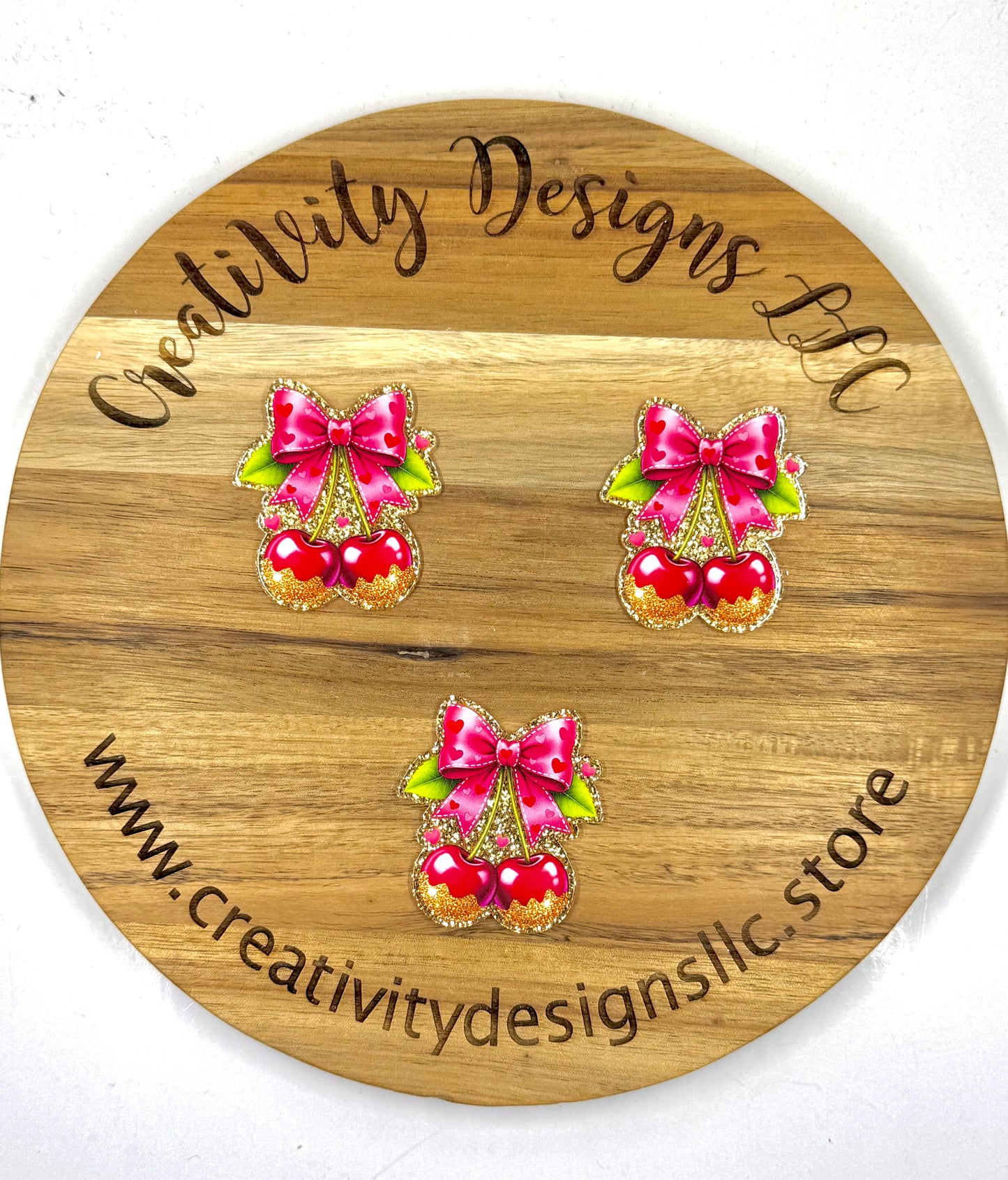 Cherry Bow Green Leaves