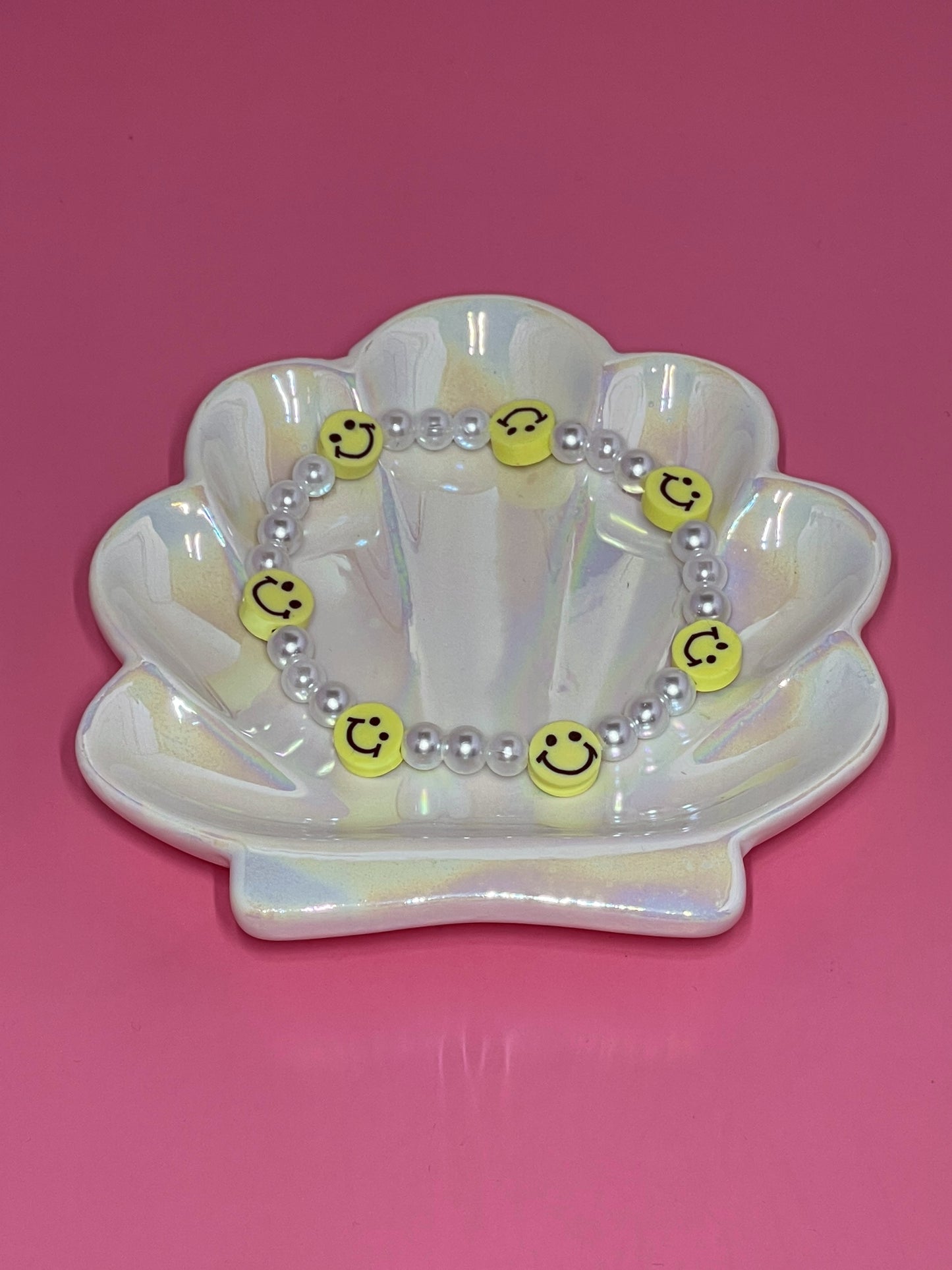 Faux Pearl Yellow Smiley Face