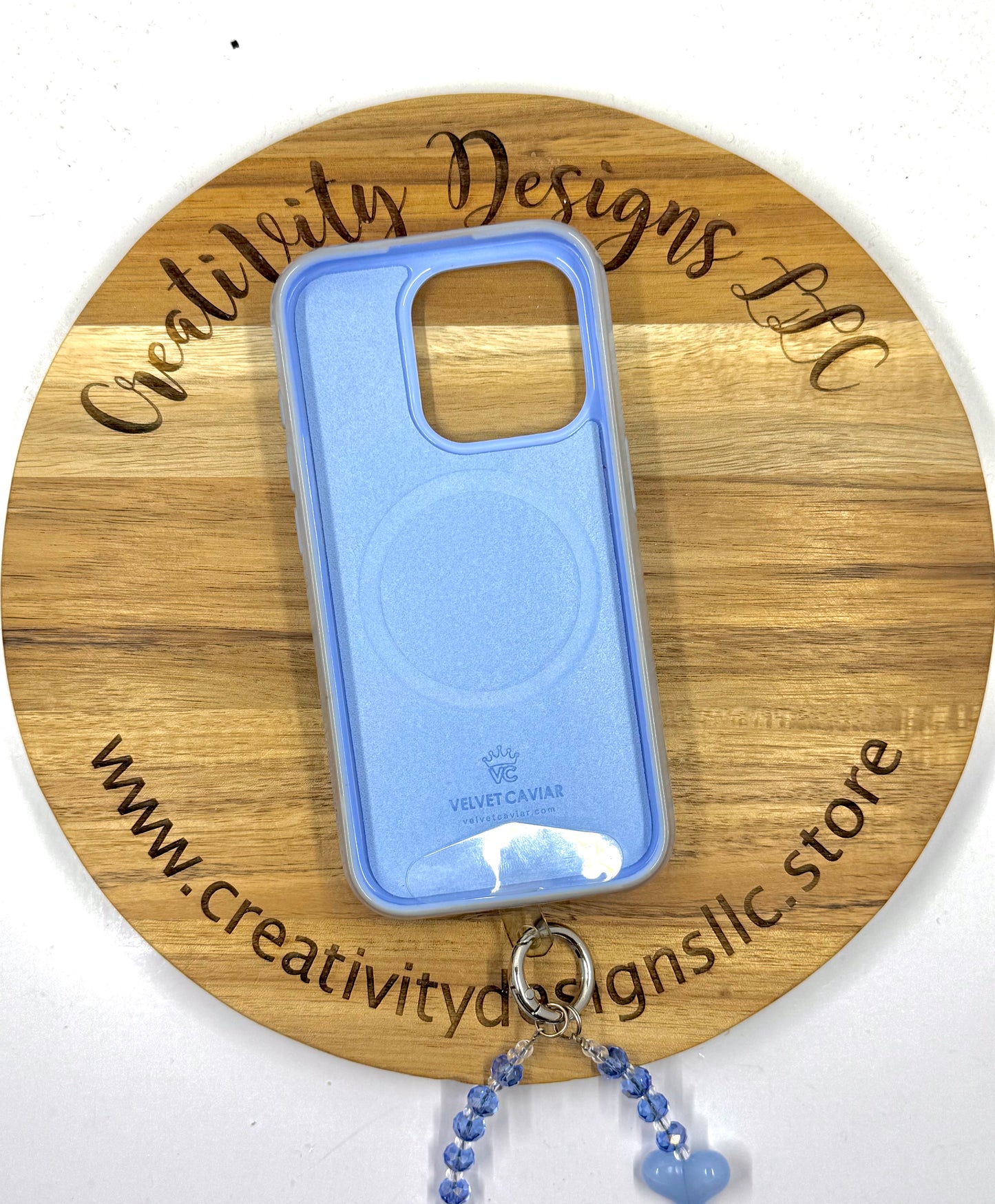 White Pearl & Orange Bow Phone Charm