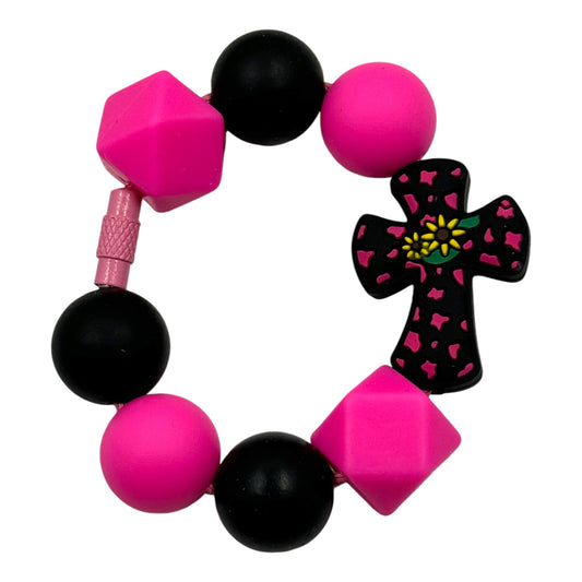 Black & Pink Sunflower Cross