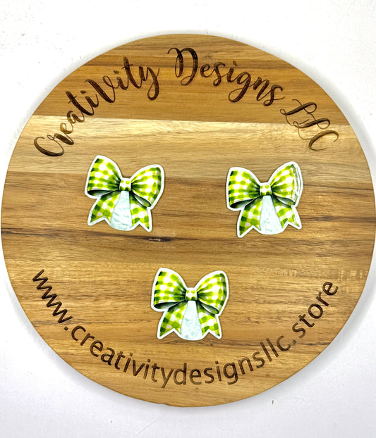 Green & White Checkered Bow
