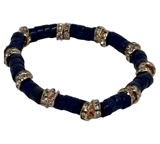 Navy with Rose Gold Rhinestone