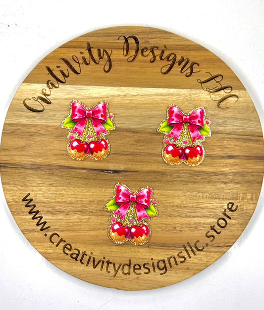 Cherry Bow Green Leaves