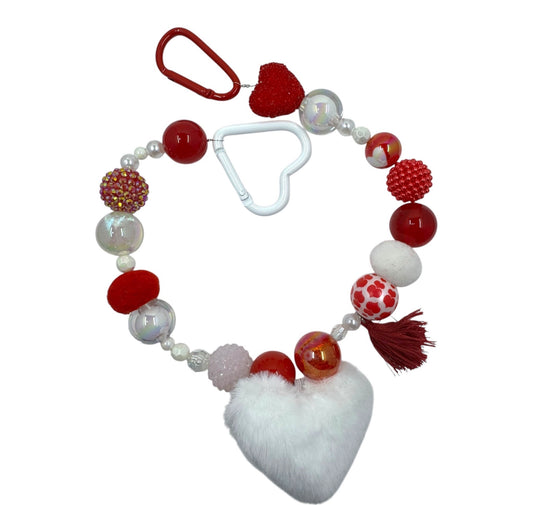 Bag Charm Red Heart Puff