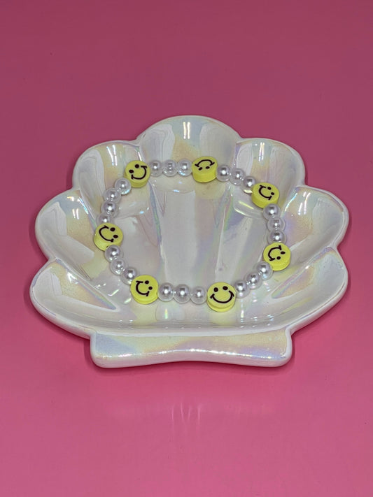 Faux Pearl Yellow Smiley Face