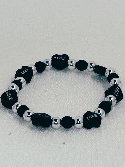 Black & Silver Love Heart