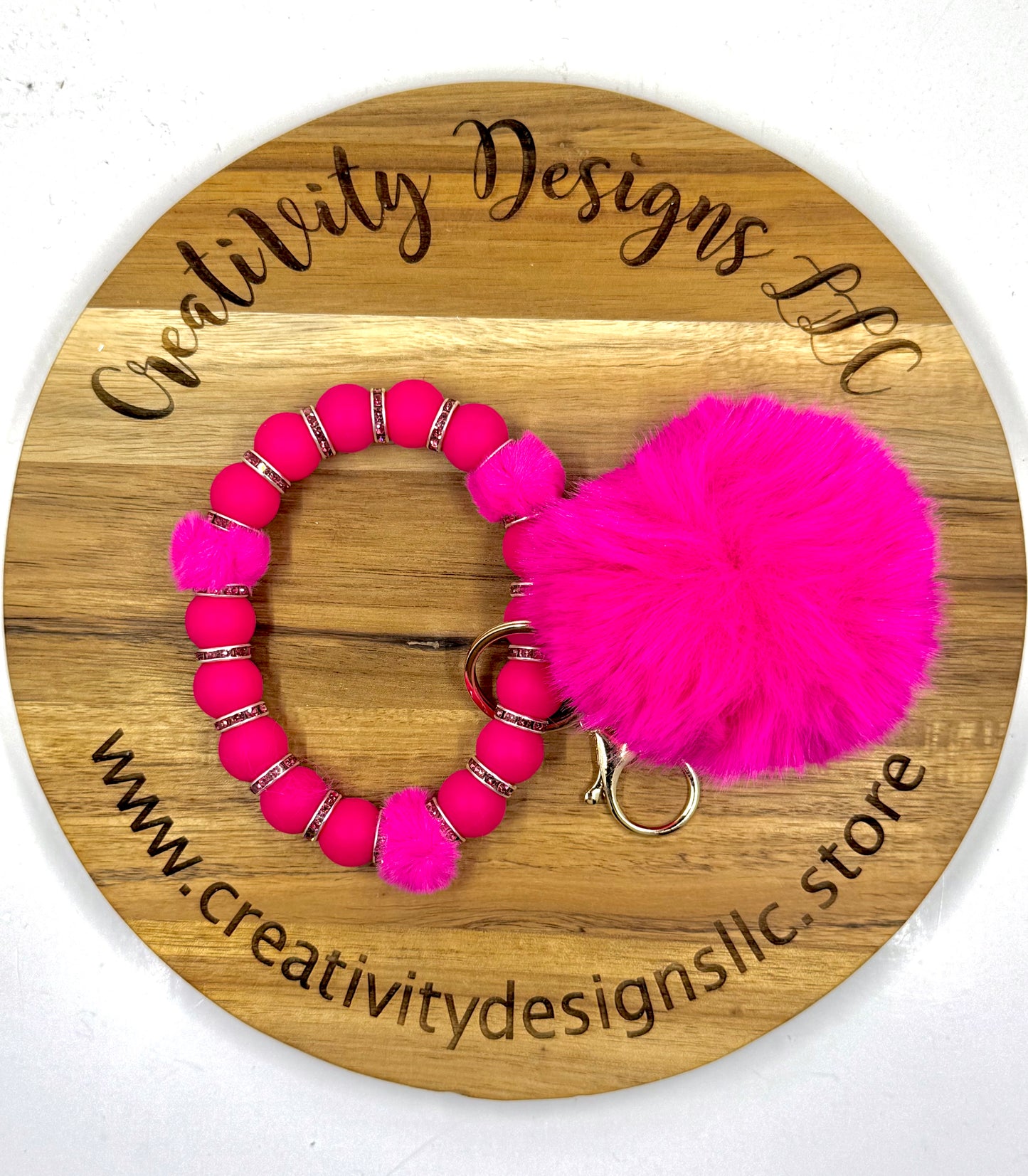 Pink Pom Pom Wristlet