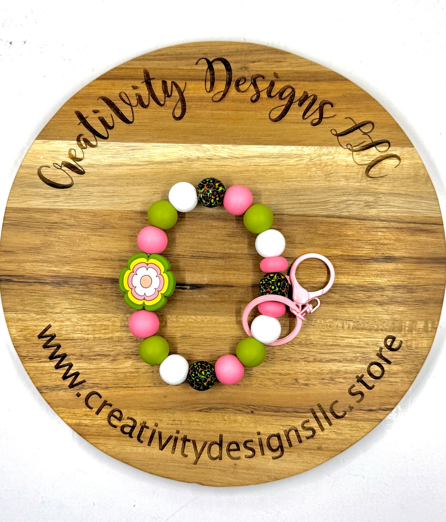 Pink & Green Wristlet
