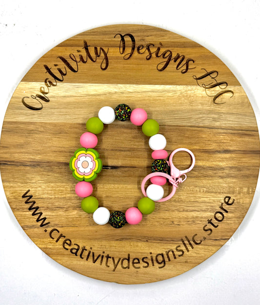 Pink & Green Wristlet