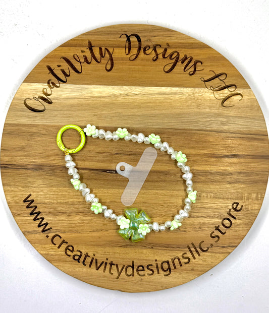 Green Floral Bow Phone Charm