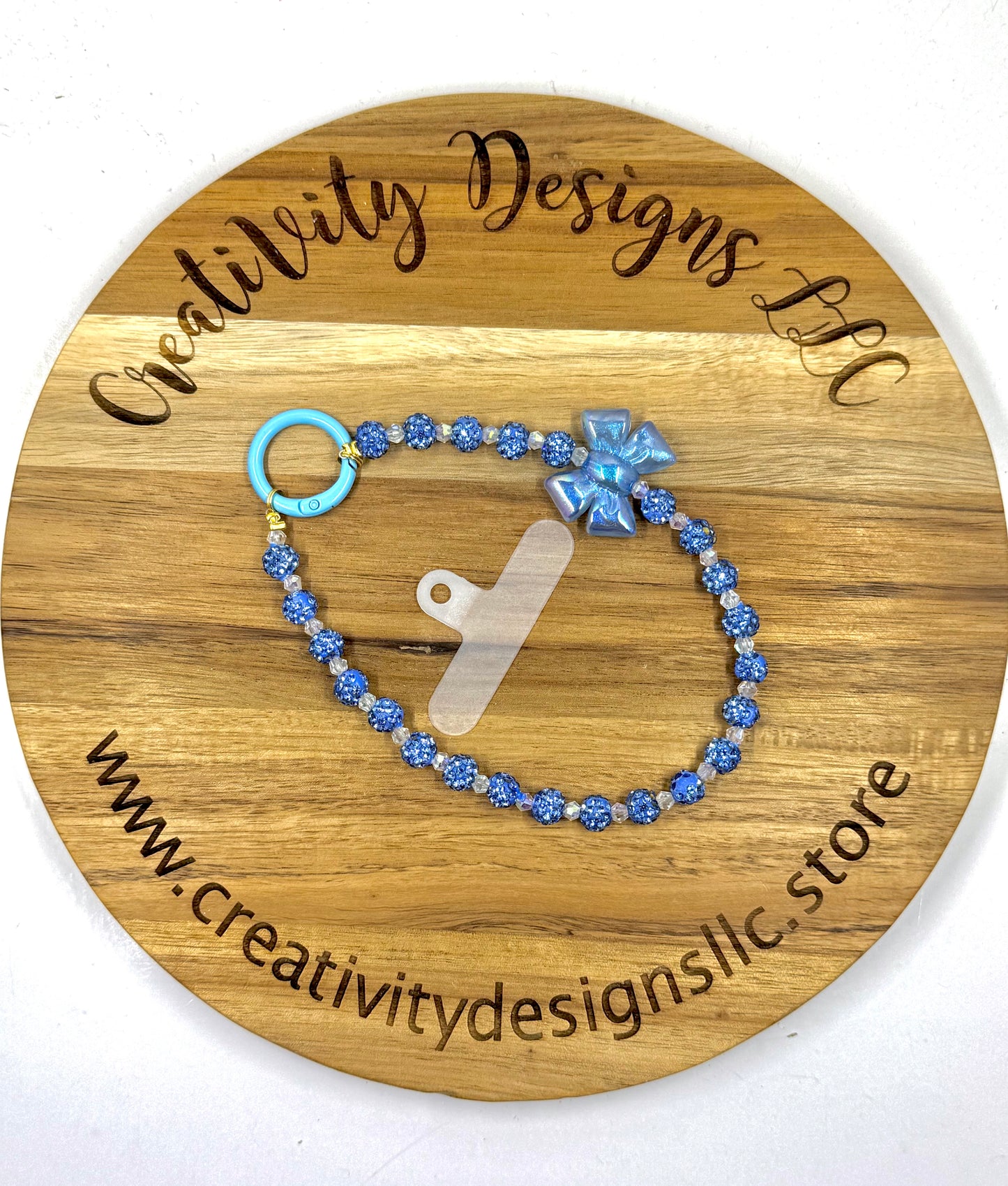 Blue Sparkly Bow Phone Charm