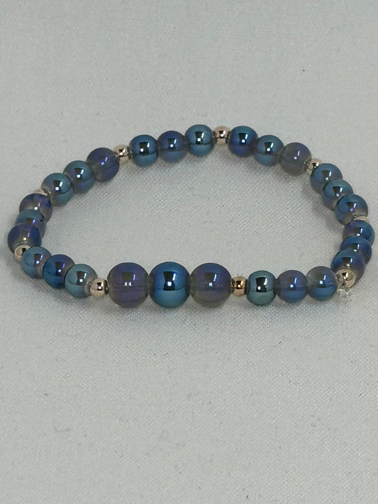 Iridescent Blue & Rose Gold