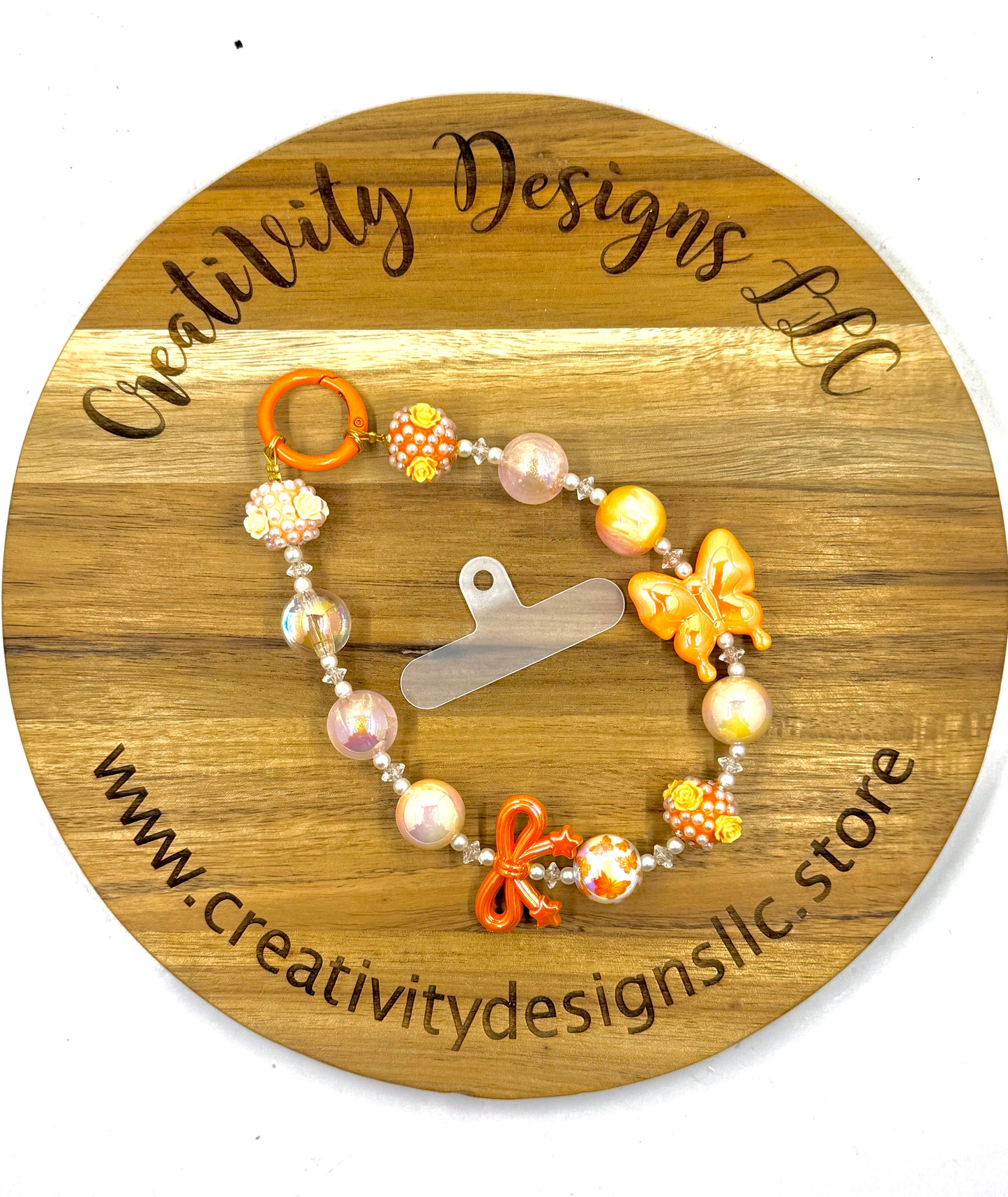 Orange Floral Beads Phone Charm