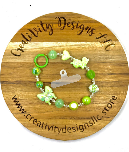 Green Butterfly Phone Charm