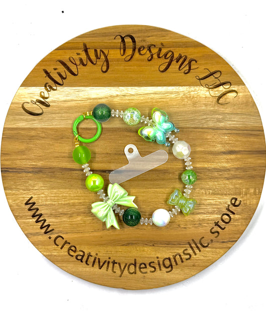 Green Big Bow Phone Charm