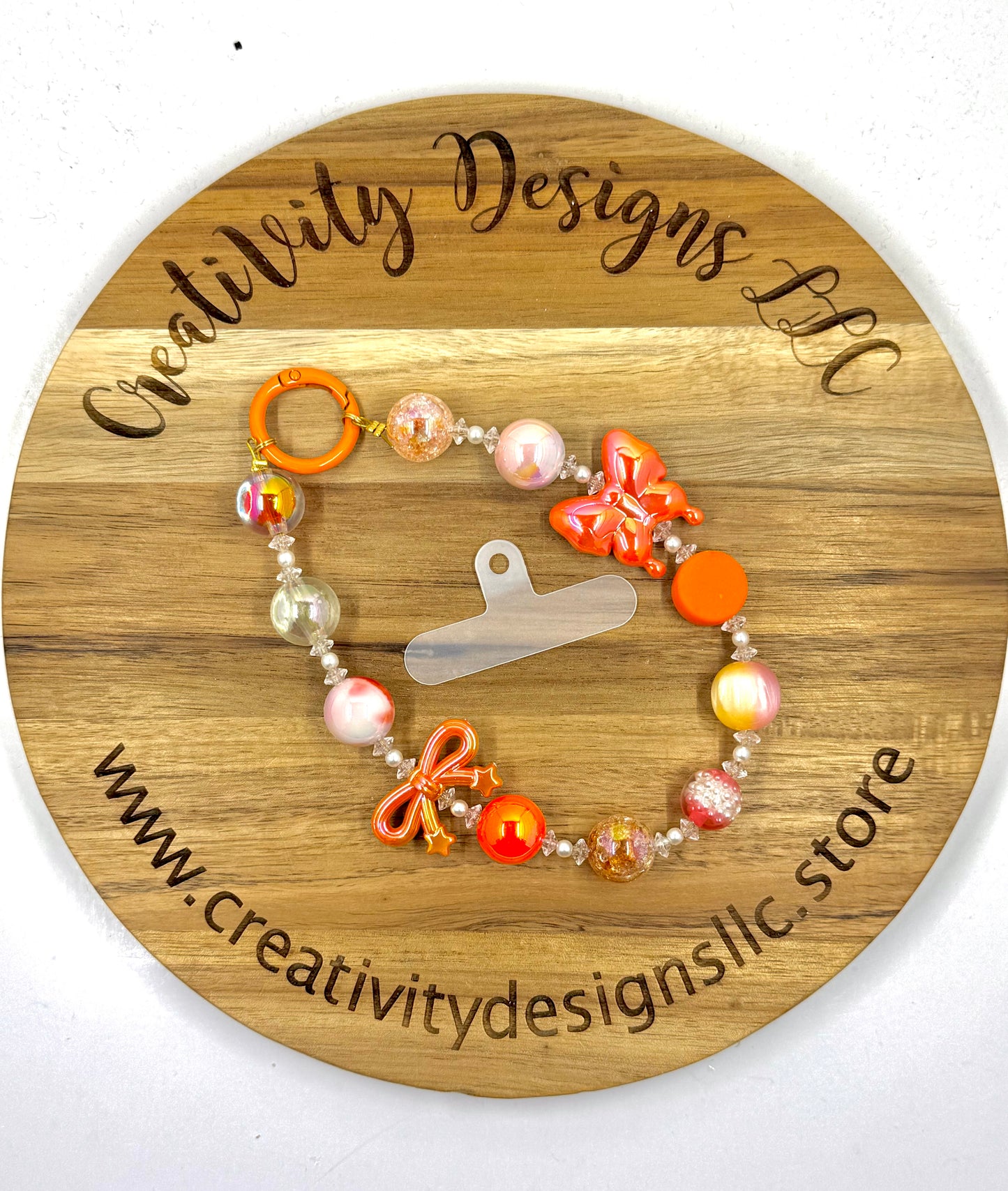 Orange Butterfly Phone Charm