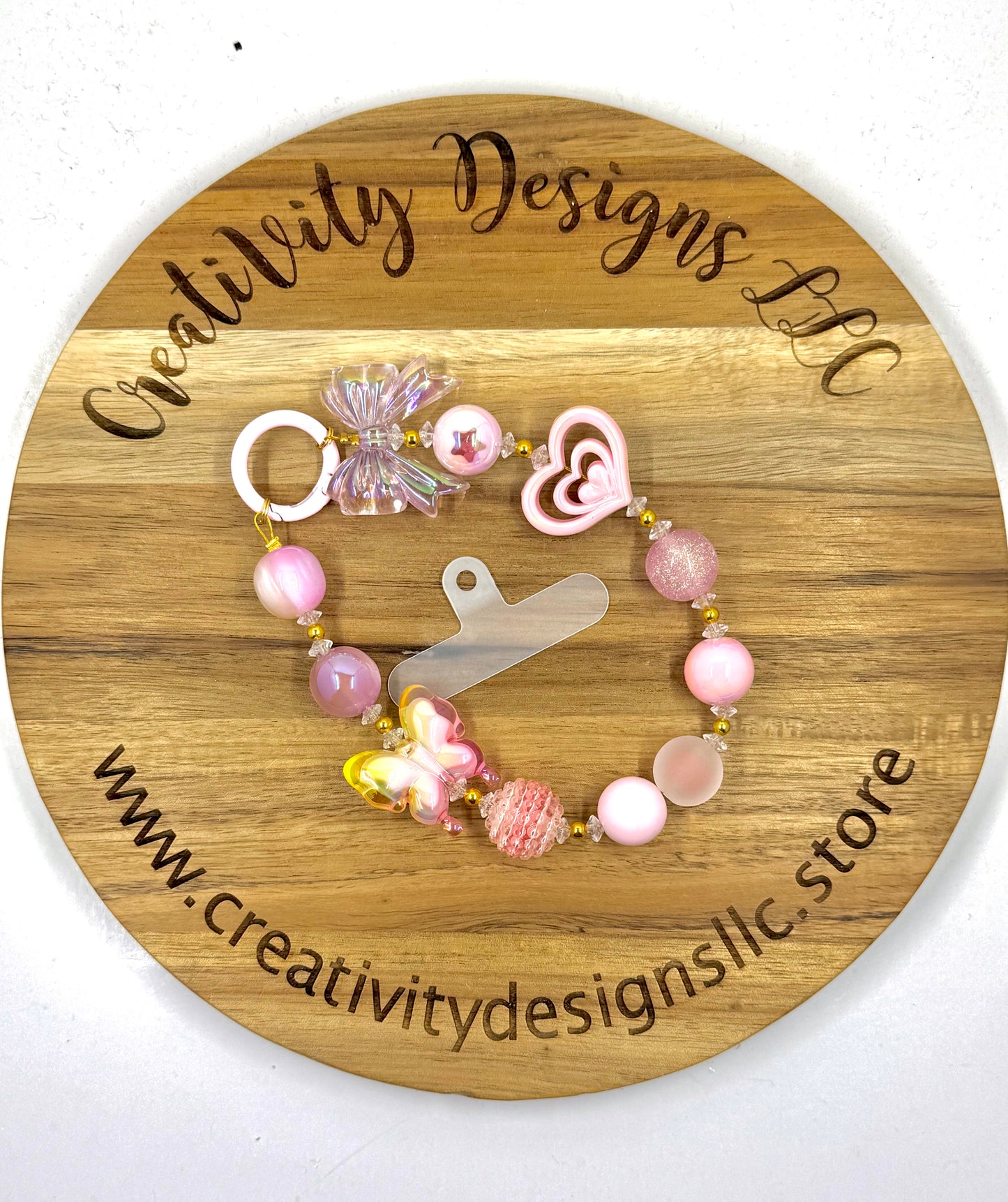 Pink Ombre Butterfly Phone Charm