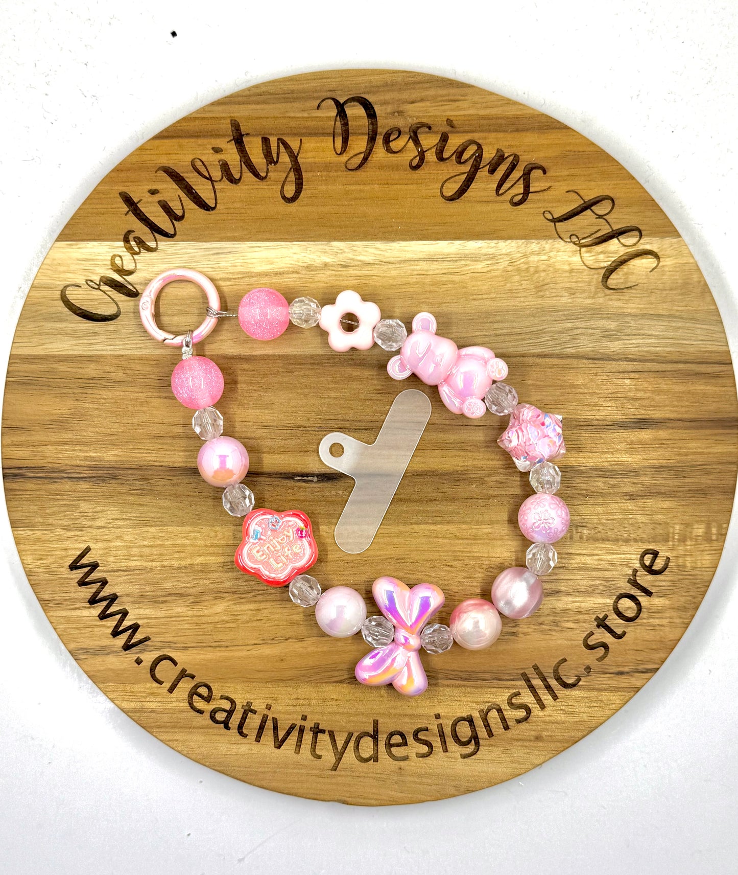 Pink Teddy Phone Charm