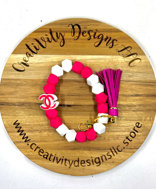 The CC Collection  Pink & White Wristlet